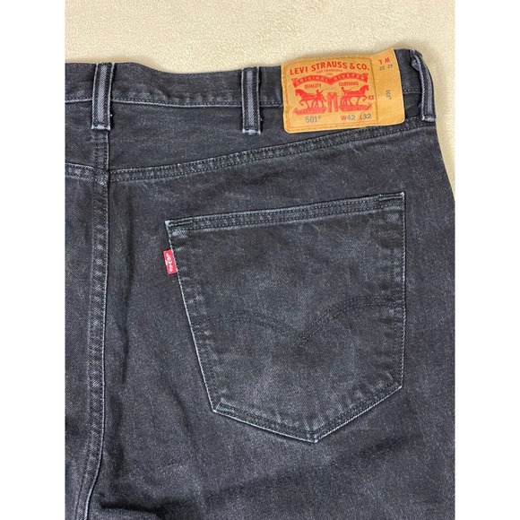Levis Jeans Mens 42x32 Black 501 XX Denim Button Fly Casual Straight Adult - Picture 12 of 14